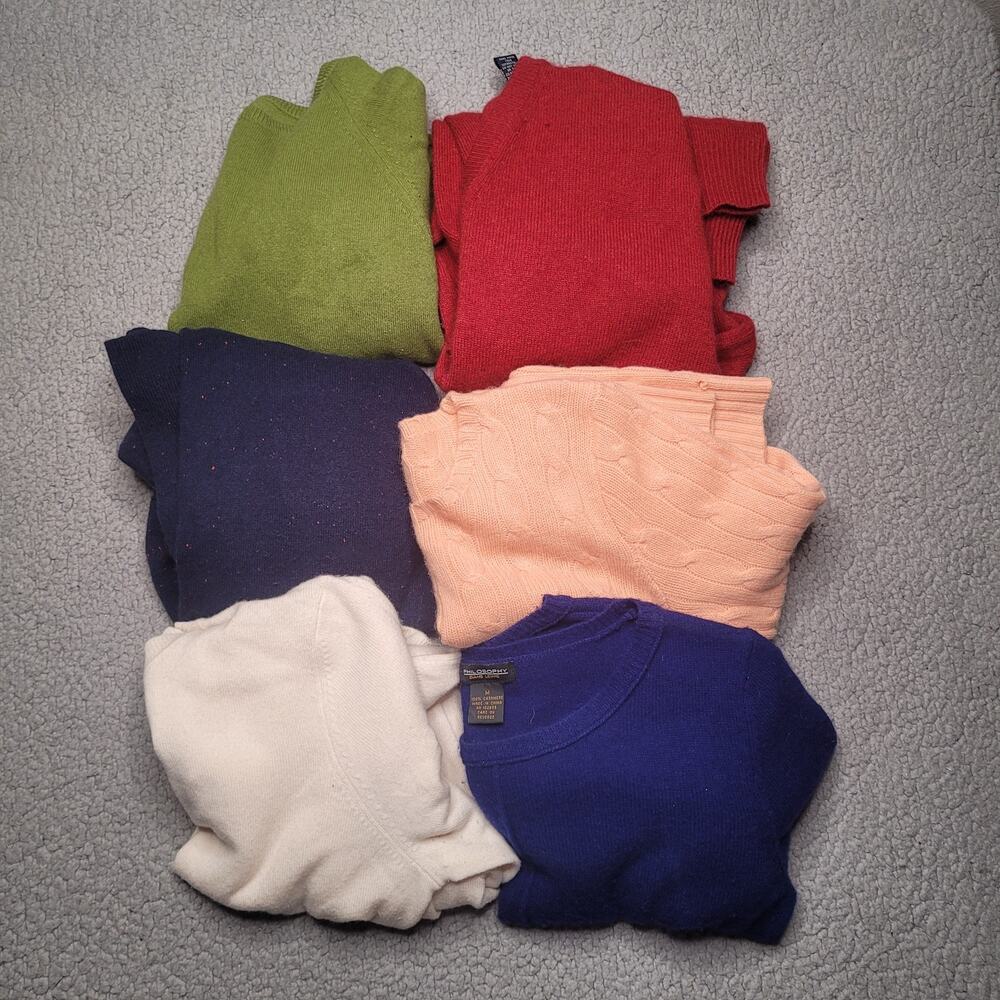 6pc CASHMERE Sweaters Tops Lot Crafts Cutter Flaws Holes Upcycle Fabric DIY